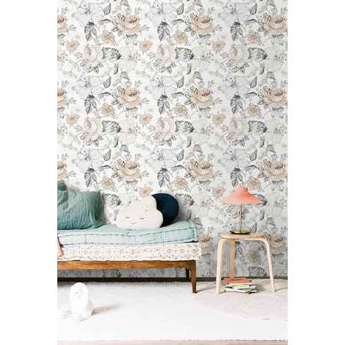 Hopepak Floral Peel and Stick Wallpaper for Bedroom Modern Farmhouse Flower Wall Paper Self Adhesive Removable Contact Paper for Cabinets Bathroom Nursery Shelf Drawer 15.5'' x 78.7''