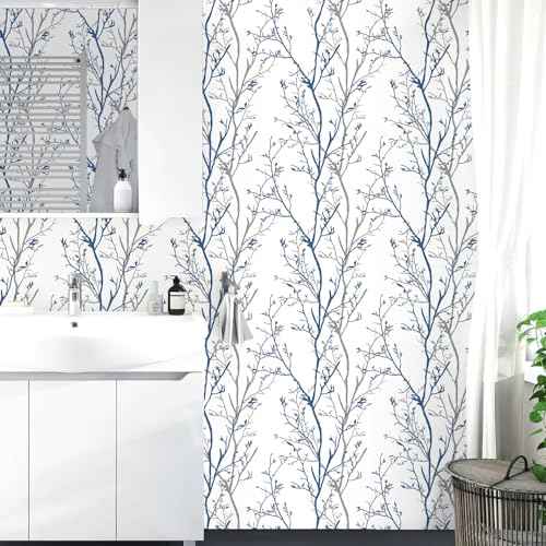 Mecpar Gray Blue Tree Branches Peel and Stick Wallpaper 17.71" x 78.7" Natural Wall Paper Modern Tree Branch Contact Paper Removable Wallpaper Self-Adhesive Vinyl for Furniture Crafts Walls