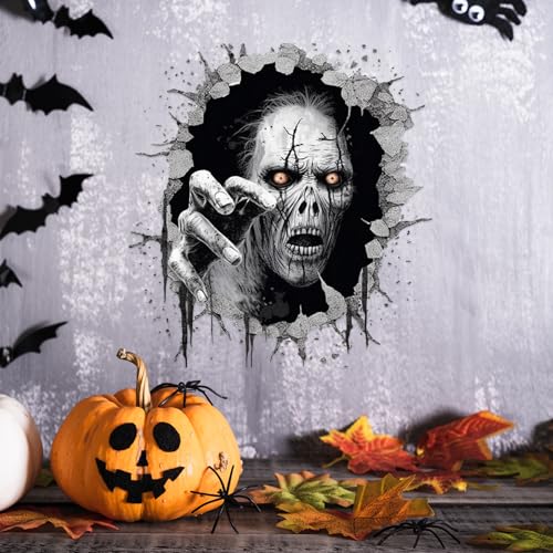 3D Halloween Wall Decals, Spooky Ghost Halloween Wall Stickers Removable Scary Halloween Wall Decals Decorations for Wall Window Halloween Party Supplies