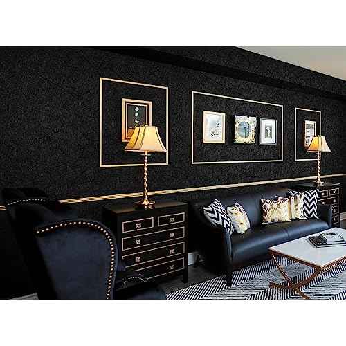 GloryTik Black Silk Wallpaper Peel and Stick Black Textured Embossed Self Adhesive Contact Paper Removable Thicken Wallpaper for Living Room Cabinet Kitchen Decoration Vinyl Roll 17.3"X78.7"