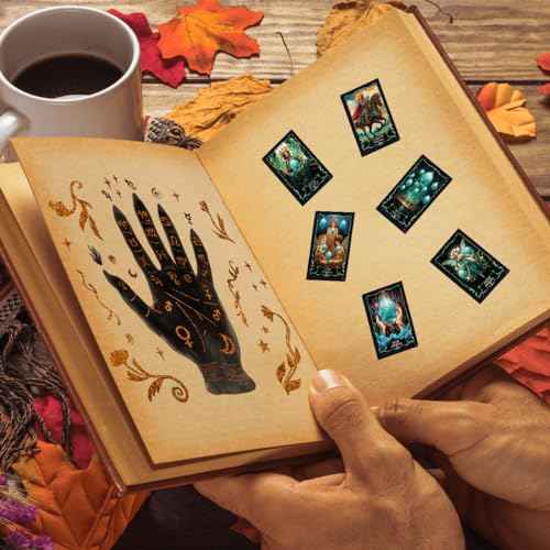 Pack 80 Pcs Witchy Astrology Fairy Tarot Card Stickers for Journaling Water Bottles Laptop Scrapbooking Teens Girls Boys Adults Waterproof Aesthetic Sticker Small Vinyl Decals