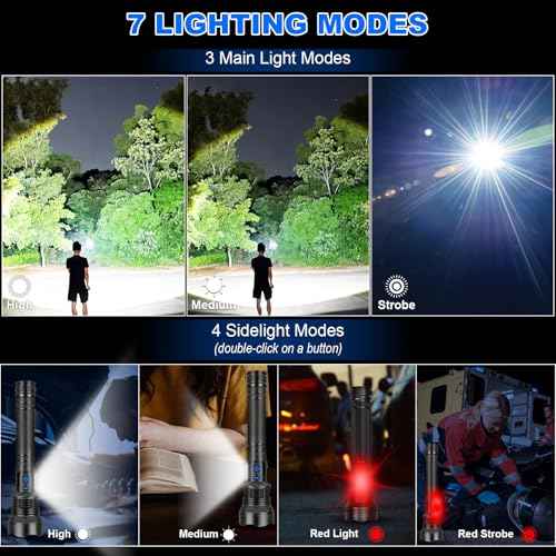Cinlinso Flashlights High Lumens Rechargeable, 99,000 Lumens Super Bright Led Flashlight, Flash Light with 7 Modes, IPX6 Waterproof, Handheld Powerful Flashlight for Camping, Emergencies (Black)