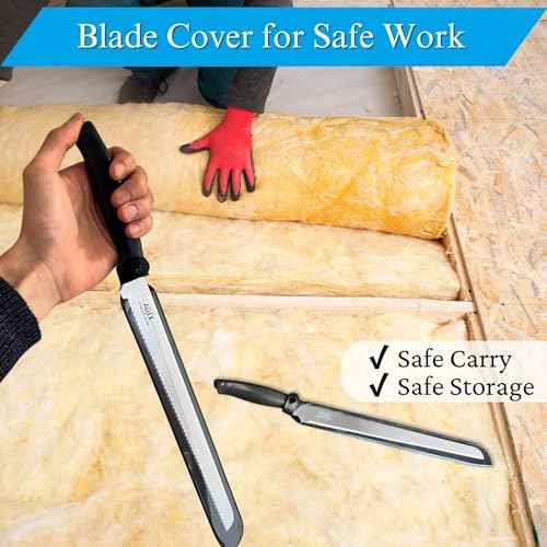 ALLEX Large Insulation Knife Extra Long Cut 11", Japanese Stainless Steel Serrated Blade, Duct Knife Tool with Sheath for Insulation, Styrofoam, Polyurethane Foam, Made in JAPAN