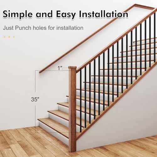 10 Pack Iron Stair Balusters, 36"" Balusters for Staircase Interior, Stair Spindles Hollow Single Basket with Knuckles Double Twist 1/2"" Square Metal Stair Wrought Iron Balusters, Black