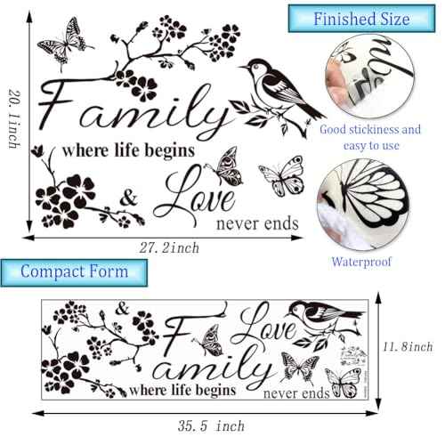 Wall Decor Sticker Family Letter Vinyl Wall Art Decal Removable Wall Stickers Quotes Family is Everything Decals Art Mural Home Decor for Living Room Dining Room Kitchen.£¨Black£©