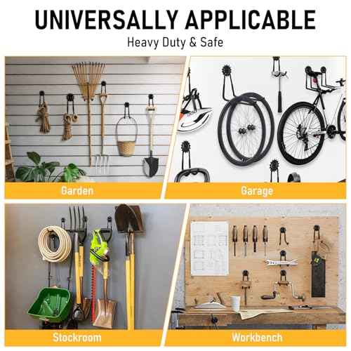 20 Pack Garage Heavy Duty Steel Hooks, Durable Storage Utility Wall Mount Holder with PVC Anti-Slip Coating for Hanging Garden Chairs, Ropes, Power Tools, Bike, Ladder and Warehouse