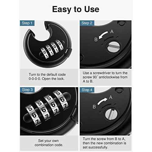 Puroma Combination Lock, 4 Digit Disc Padlock with Hardened Steel Shackle, Keyless Heavy Duty Combo Lock for Outdoor Sheds Fence, Gate Hasps, Storage Unit, School Gym Locker (2 Pack, ?Black)