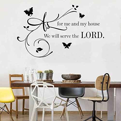 Wall Decals Quotes, As For Me And My house We Will Serve The Lord, Living Room Decor decorations, Bible Verse Inspirational Sayings, Family Inspirational Wall Stickers, Suitable for Entryway Baby