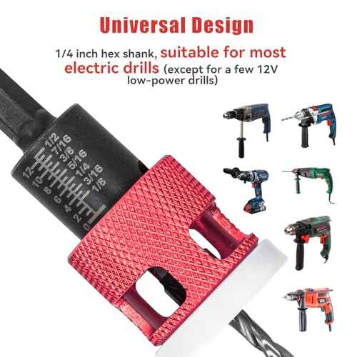 15 Pcs Countersink Drill Bit Set with Low Friction Depth Stop, HSS M2 Bits Tapered Head1/8 9/64" 5/32" Drill+3/8¡± 82¡Æ Counter-Bore,11/64" 3/16" Drill+ 1/2" 82¡Æ Counter Bore,1/4¡± Hex Shank(Red)