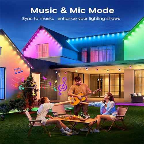 140FT Permanent Outdoor RGB Lights - IP67 Waterproof with Smart App Control Remote, DIY Scene Modes, Music Synchronization, Eaves Lights for Garden Decor, Deck, Party, Party,Roof