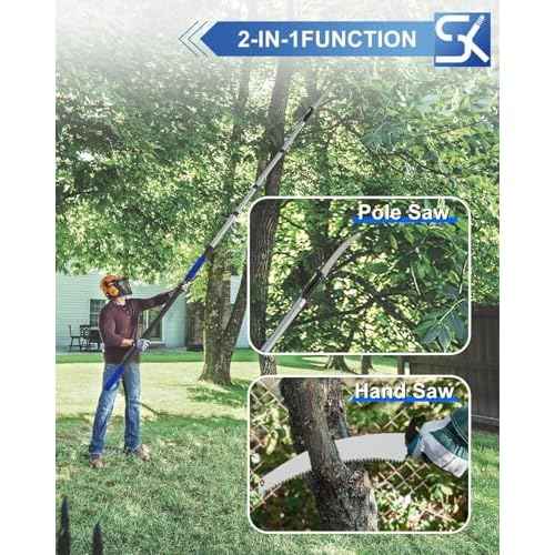 26FT Reach Pole Saws for Tree Trimming, Manual Pruning Pole Saw with 5-20FT Telescoping Extension Pole, Tree Pruner Tree Trimmer with 19" 3X Detachable Saw for Yard Garden Trees Palms Shrubs
