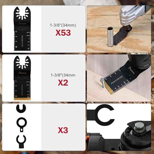 MAZING 58 PCS Oscillating Saw Blades, Quick Release Titanium Multi Tool Blades Kits for Wood Metal Plastic, Universal Oscillating Tool Blade Kits for Dewalt Ryobi Milwaukee Rockwell Fein Makita