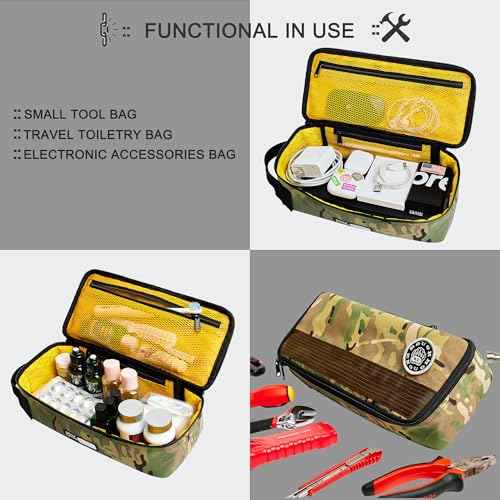 Rough Enough Small Tool Bag with Zipper 12" Portable Tool Pouch Case, Heavy-Duty Padded Organizer for Electricians, Motorcycle Repair and Camping, Camo