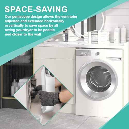 OEM Upgraded 304 stainless steel Dryer Vent,adjustable dryer vent Fit for Whirlpool and all 4in Dryer Vent Outlet,dryer vent kit for tight spaces,Periscope dryer vent,12-19 in telescoping dryer vent