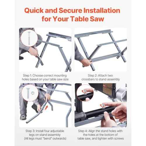 VEVOR Table Saw Folding Stand, 350 lbs / 158.76 kg Load Capacity, Portable Compact Saw Stand, Heavy Duty Construction, Easy Storage, Foldable Design, Universal for Most Brands of Table Saws
