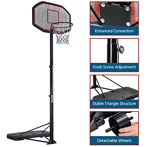 Yaheetech Basketball Hoop Outdoor for Adults Portable Basketball Goal Court 9-12ft Height Adjustable with 43 inch Backboard