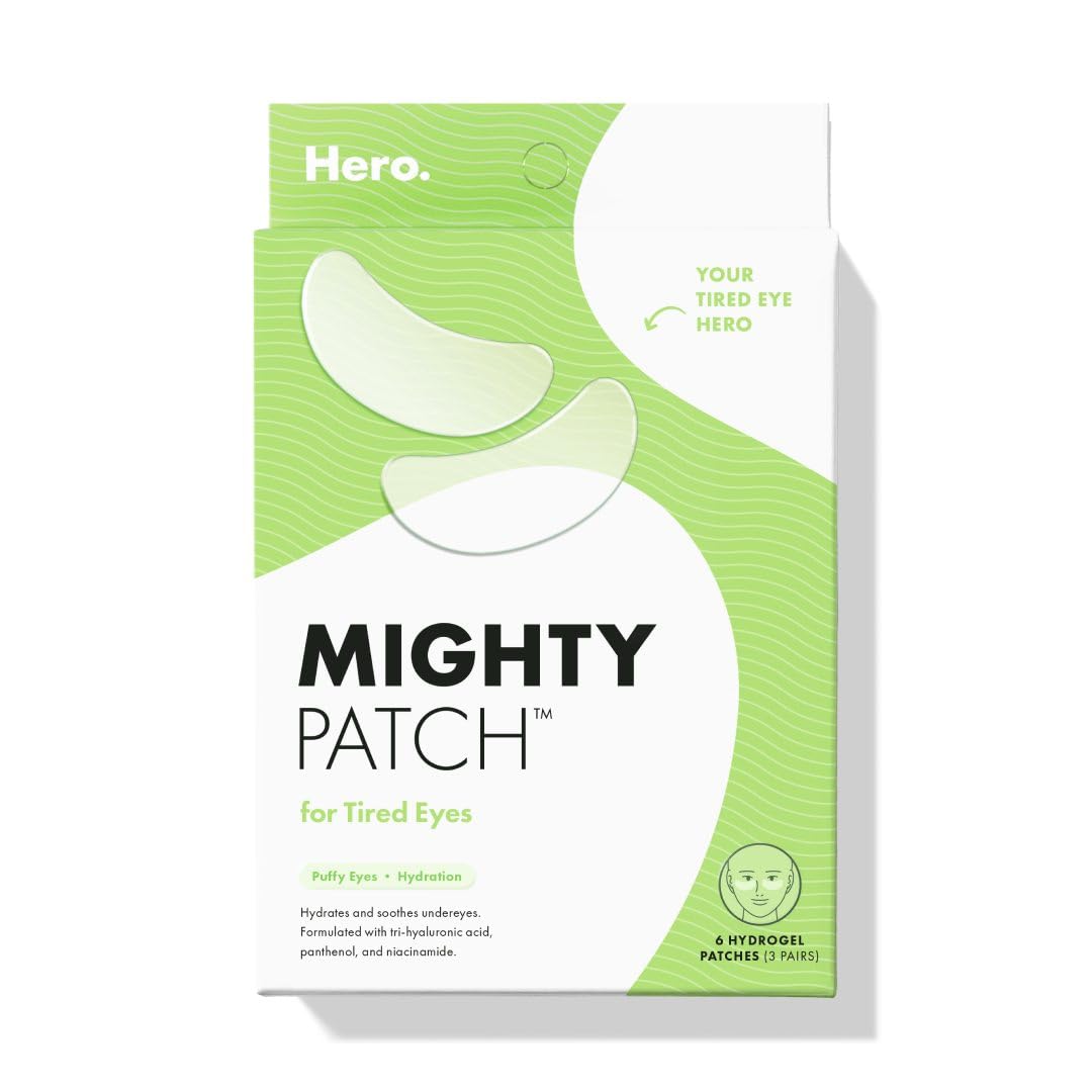 Hero Cosmetics Mighty Patch⢠for Tired Eyes Patches - Soothing Hydrogel Patches - Awakens and Visibly De-puffs Undereyes with Multiple Applications (6 Count)