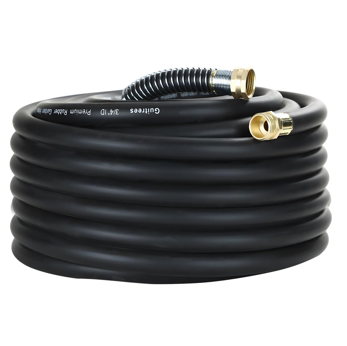 Guitrees 75FT 3/4 Heavy Duty Rubber Garden Hose - 300psi Working, 1000psi Burst - Hot/Cold Water - Five-Layered Braiding for Durability - Versatile for Gardening, Agriculture, Construction(Black)
