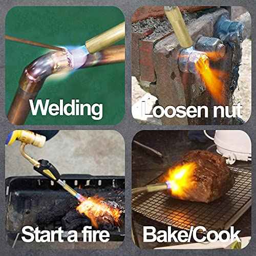 Turbo Torch Tips with Gas Self-Igniter Adjustable Flame Knob Brass Tip 360¡Æ Swivel Tips CGA600 Interface Compatible with Propane MAP MAP Gas for Soldering Brazing Plumbing Welding.