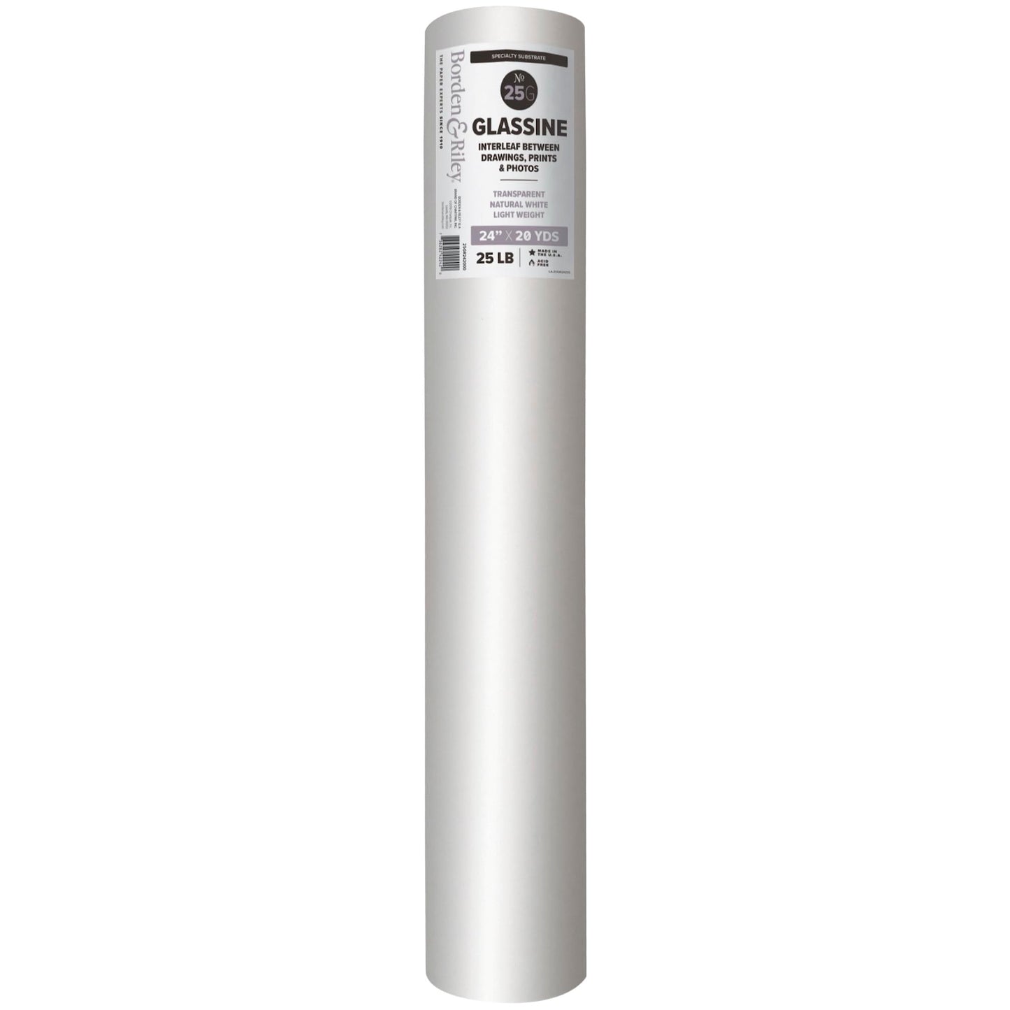 Borden & Riley 24" x 20 Yards #25G Glassine Paper Roll, 25 LB, 1 Roll Each (25GR242000)