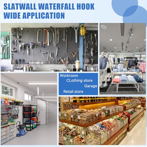 5 Hooks Slatwall Hooks Accessories, 5 Pack 13.7 Inch Heavy Duty Waterfall Slatwall Hangers Rectangular Tube Slat Wall Clothes Hooks for Display Clothing Retail Shop Garage (White)