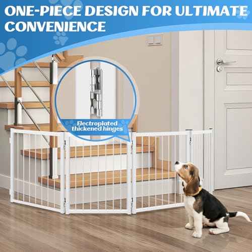 Freestanding Short Dog Gate, 16.5" Tall Small Pet Gate Easily Step Over, Metal Foldable Pet Gate, Up to 51" Wide Puppy Fence, Gate for Stairs and Doorways, Indoor, Outdoor Use, No Drill Pressure Mount