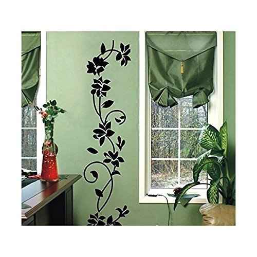 Rattan Flower Removable Vinyl Wall Decor Decal Sticker Black/FlowerRattan Size 12'' X 41'' Black