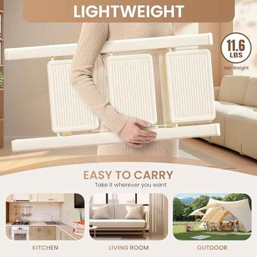 GameGem 3 Step Ladder Folding Step Stool with Wide Anti-Slip Pedal, 330LBS Capacity, Lightweight Portable Stepladder for Home and Kitchen Use, Cream White