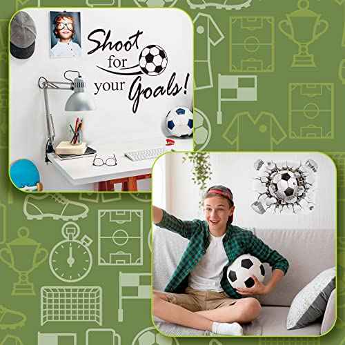 Soccer Wall Decal 3D Soccer Wall Decor Stickers for Room Decor Football Stuff Shoot for Your Goals Football Sticker for Kid Boy Bedroom Art Decoration