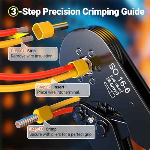 Preciva Ferrule Crimping Tool Kit, Self-Adjustable Ratchet Crimper for AWG 28-5 Ferrules - Includes 1275PCS Hexagonal Double & Single Wire Connectors