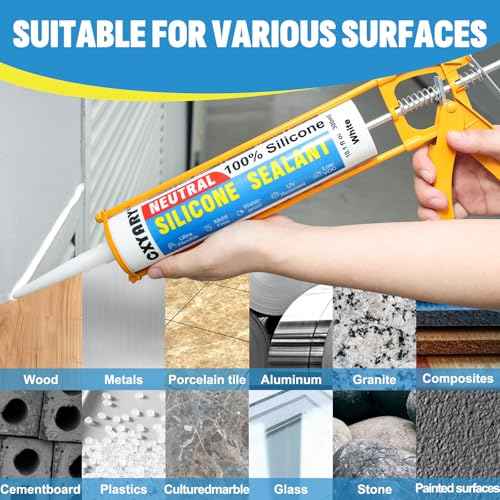 Silicone Caulk & Sealant White, 10 Pack - 100% Waterproof Silicone Sealant, Silicone Caulking for Kitchen and Bathroom, Toilet, Sink, Window £¦ Door Use, Shrink & Crack Proof (10.1 FL.OZ/300ml)