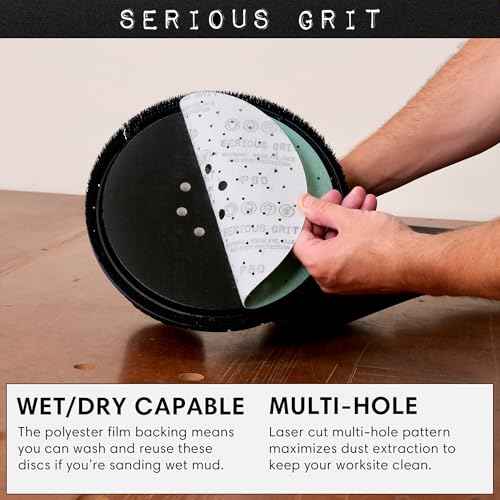 Serious Grit - 225mm 9-Hole 120 Grit Drywall Sanding Discs - Fits Festool Planex LHS 225 Sanders - Heavy-Duty Hook & Loop Film Abrasives - Dust-Free Multi-Hole Drywall Sander Sandpaper - 25 Pack
