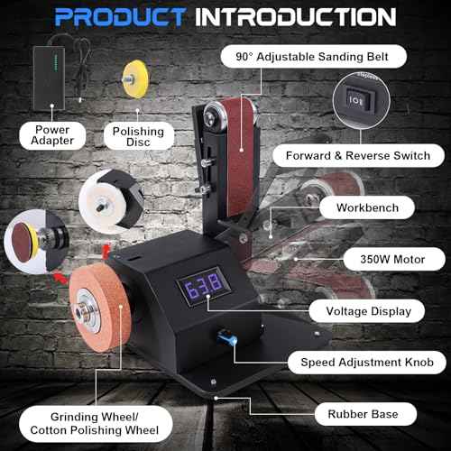 Mini Belt Sander for DIY, 4-in-1 Bench Grinder Kit 90¡Æ Adjustable Electric Belt Sander 10000 RPM Continuously Variable Speed Spindle Sander for Woodworking Metalworking
