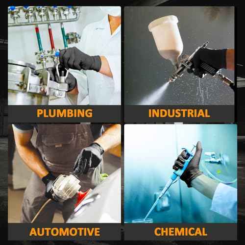 Working Nitrile Gloves, 10 Mil Thick, 3D Diamond Texture, Puncture & Tear Resistant, Latex Free, Powder Free