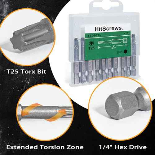 10Pcs T25 Torx Bits Magnetic Set, 2 Inch S2 Steel Star Screwdriver Bits with 1/4" Hex Shank in Storage Box For Impact Driver Ready & Home Repair