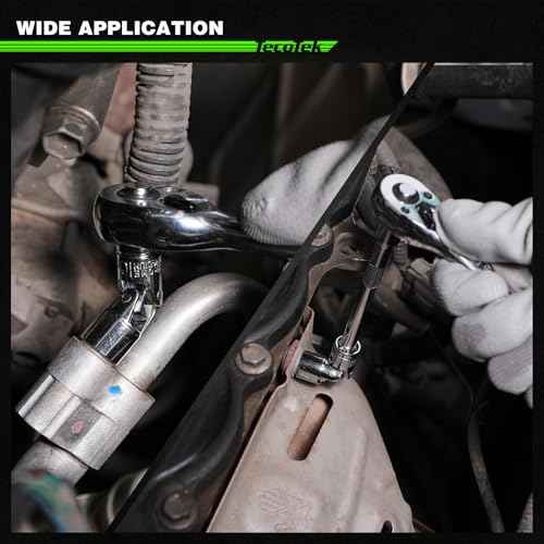 19-Piece 1/4-Inch Drive Universal Joint Socket Set, Swivel Socket Set, 6-Point, SAE (3/16" to 9/16") and Metric (5mm to 15mm), CR-V, Universal Flex Socket for Easier Access to Tight Spaces