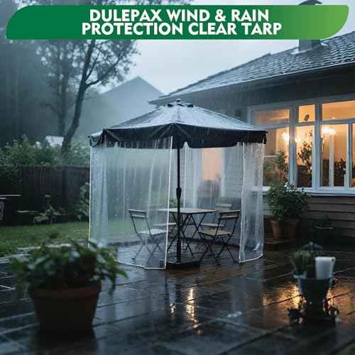 Dulepax Clear Tarp Heavy Duty with Grommets 8x10 FT Waterproof PVC Tarpaulin 14 Mil for Patio Enclosure, Greenhouse Cover, Porch Roof