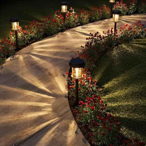 XMCOSY+ Solar Lights Outdoor, 6 Pack Pathway Lights Solar Powered, 20 LM LED Glass Outside Light, Waterproof Lighting for Garden Yard Landscape Driveway Walkway (Warm White)
