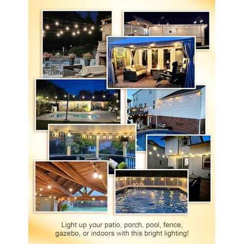 XMCOSY+ 96FT Outdoor String Lights, Patio Lights Outdoor Waterproof with 32 Shatterproof Bulbs, LED Hanging Light for Outside Porch Backyard Garden Party Balcony Decor