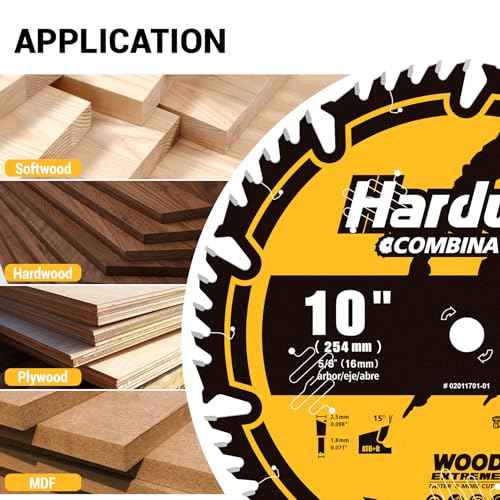 10-Inch 50-Teeth ATB Circular Saw Blade with 5/8 Inch Arbor, Ideal for Table Saws, Professional Blade for Cutting Wood, Plywood, and Wood Composites