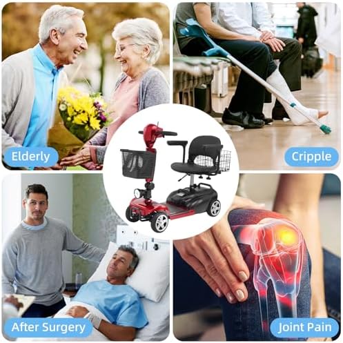 15-45 Miles Ecomobi MS02 4 Wheels Mobility Scooter for Adults/Seniors, 350W Powered Electric Wheelchair Device w/15Ah-25Ah Extended Battery, Dual Baskets/Rotating Seat, Compact Duty Mobile for Elderly