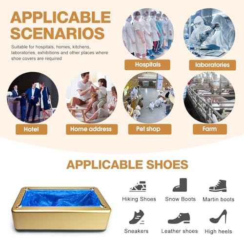 Shoe Covers Dispenser Containing 200pcs Shoe Covers Disposable Non Slip High Quality Automatic Shoe Cover Machine with Disposable Shoe Covers for Indoors for Most Occasion and Shoes Size