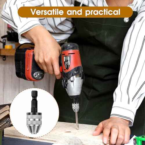 2 PCS Keyless Drill Chuck for Impact Driver, 1/4 Inch Hex Shank Drill Chuck Fast Change Converter Extension Drills Bit Adapter Keyless Chucks, Chucks Conversion Adapter in 0.3-6.5mm, 0.3-3.6mm