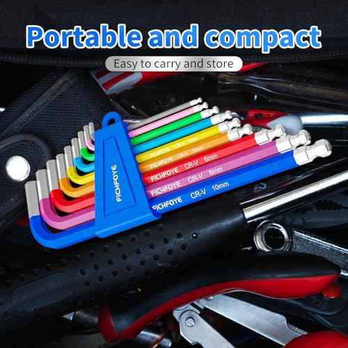 9PCS Metric Allen Key Set, Color Coded Hex Key, 1.5-10MM Anti-Slip Long Ball End Hex Wrench Set Ideal for Dismantling Machinery, Equipment, Vehicle, and Bicycle Maintenance