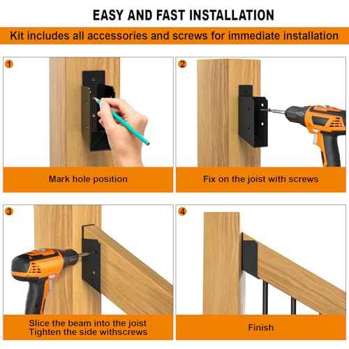 30¡Æ Stair Angle Stainless Steel Deck Railing Brackets Connectors for 2"x4" (Actual 1.5"x3.5") Railing Wood Post Stair Fence Railing Connectors with Coated Wood Screws,(8 Pair/Black)