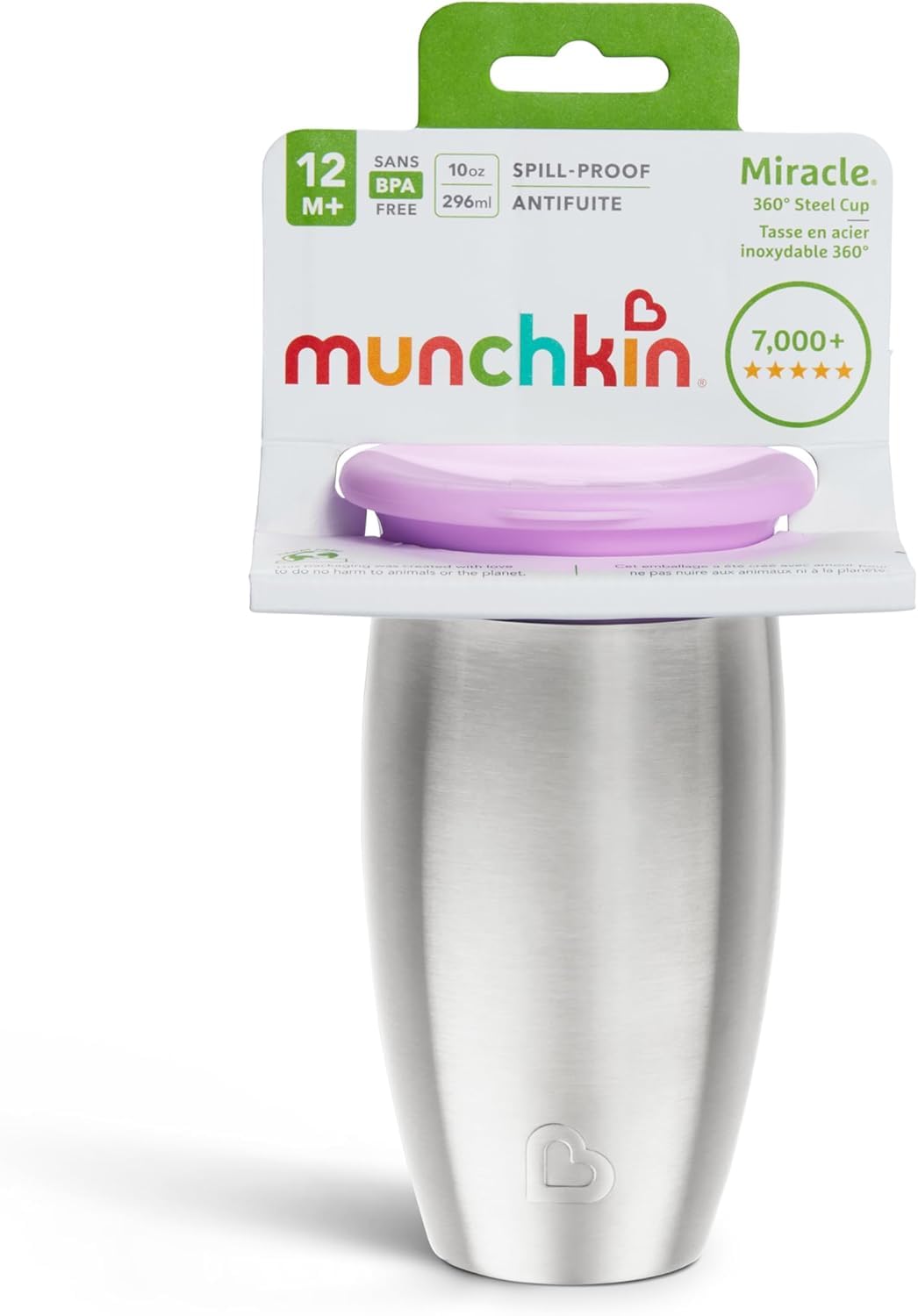 Munchkin Miracle Stainless Steel 360 Sippy Cup (Pink/Purple)