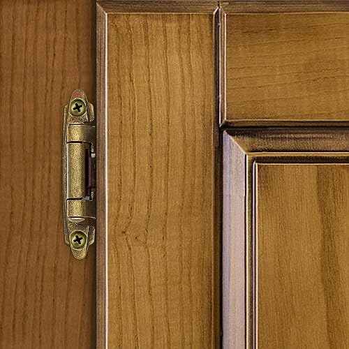 Donanim Antique Brass Inset Cabinet Door Hinges, 30 Pack (15 Pairs) 3/8"" Self Closing Brass Hinges for Cabinet Doors, Kitchen Cabinet Hardware Hinges Brass