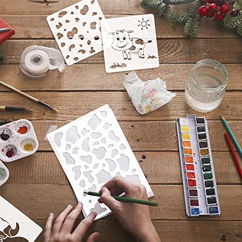 Cow Stencils, 4 Packs Farm Cow Print Stencil for Painting Animal Plastic Stencils ReusableTemplates for Painting on Wood Canvas Paper Fabric Floor Wall Tile DIY Crafts Decor