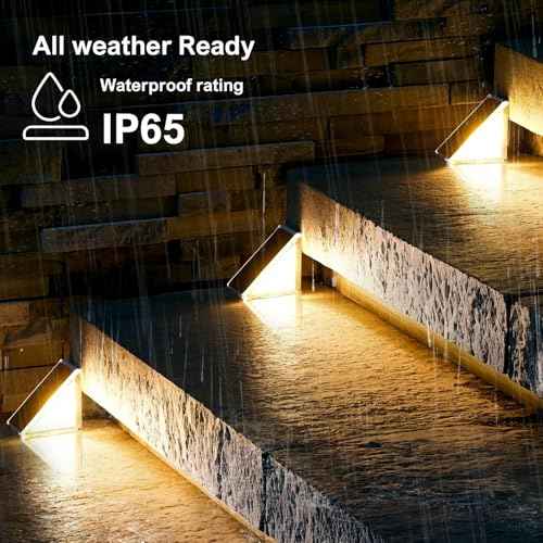 Solar Step Lights Outdoor Stair Light, Deck Lights Outdoor Powered IP65 Waterproof, 2CCT Solar Outdoor Step Light, Decor for Stair, Deck, Step, Sidewalk, Porch and Outside Patio,2CCT,8 Pack