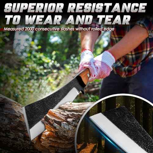 Freelander Japanese Style High Carbon Steel Machete with Red Sandalwood Ergonomic Full Tang Handle and Wood-Leather Sheath ? Heavy-Duty Outdoor Tool for Camping, Hiking, Yard Work, and Survival